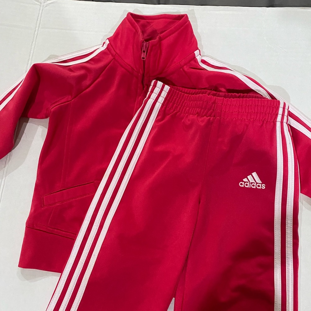 Adidas toddler girl dark pink track suit size 18 m - Picture 4 of 13